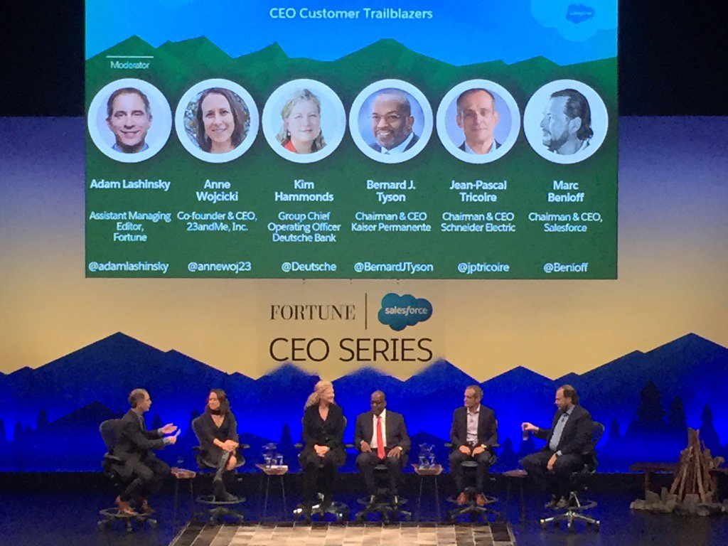 Day 3 #DF16 starts w/ <a href="/Benioff/">Marc Benioff</a> <a href="/annewoj23/">Anne Wojcicki</a> <a href="/DeutscheBank/">Deutsche Bank</a> <a href="/BernardJTyson/">Bernard J.Tyson, Former Chairman and CEO</a> <a href="/jptricoire/">Jean-Pascal Tricoire</a> <a href="/adamlashinsky/">Adam Lashinsky</a> #FortuneCEOSeries