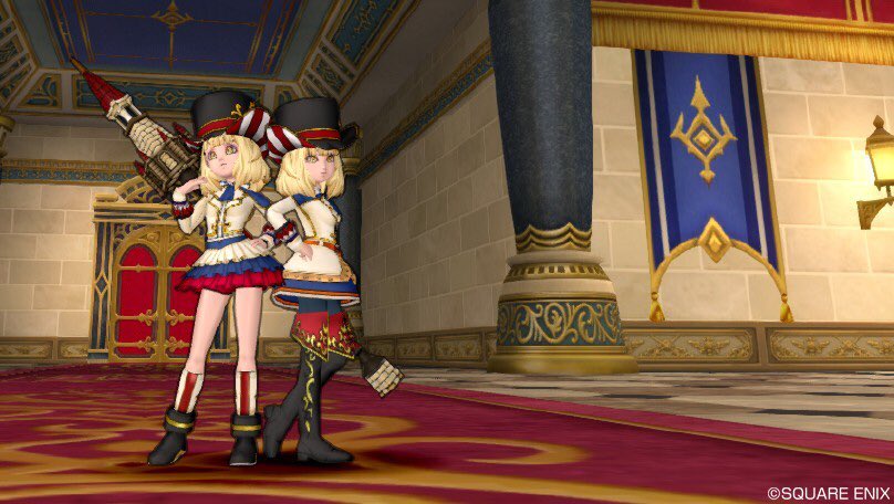 双子ちゃん ドレア保存用 双子ちゃん新防具ドレア第2弾 クイックハットとクイックジャケットを使って大好きなトリコロールカラーを使ってドレアしてみました ๑ ᄇ ๑ ハットと帽子にブラックで少し大人っぽく ツインクローゼット