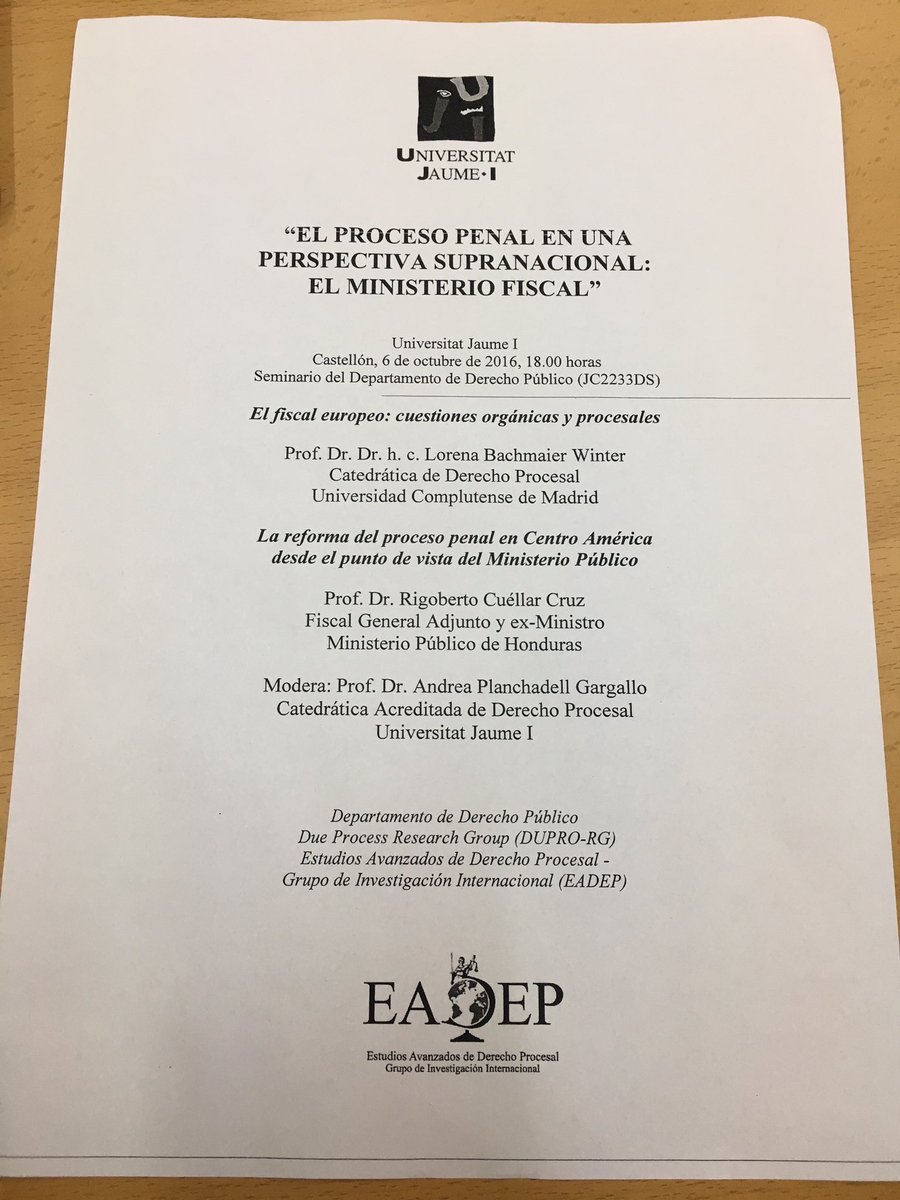 manuelaltava's tweet photo. Seminario en @UJI_noticias sobre el Ministerio Fiscal organizado por #EADEP, grupo de investigación al que pertenezco @tusenado @justiciagob https://t.co/fk5bqwdstC