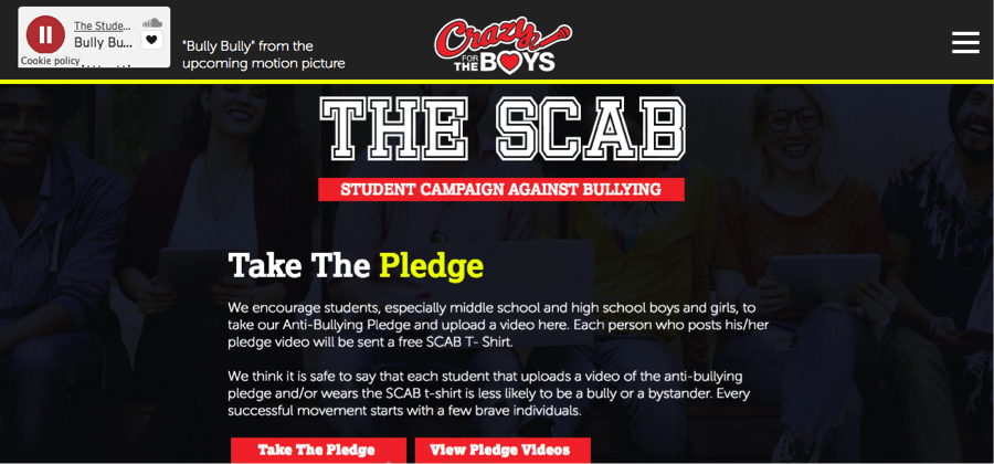 CFBMovie's tweet image. Our website is officially here! Take The Student Campaign Against Bullying Pledge Now #CrazyForTheBoys #StopBullying
thescab.org