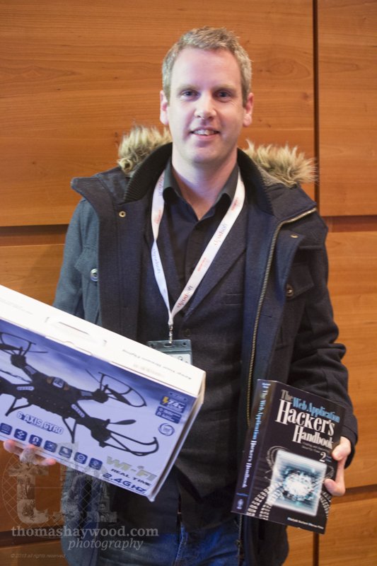 thaywoodphoto's tweet image. #ScotSoft2016 Colin MacKenzie, winner of the @7Elements #hacking game competition today. @scotlandis