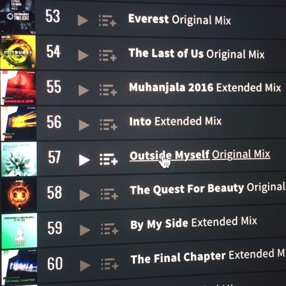 Great to see Outside Myself sitting at  no 57 on the <a href="/beatport/">Beatport</a> chart! @AdamEllisDJ <a href="/DeniseRivera/">Denise Rivera</a> <a href="/RazNitzan/">Raz Nitzan</a> <a href="/AmsterdamTrance/">Amsterdam Trance Records</a> #TranceFamily