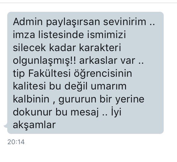 Sizden gelen; 3. Sınıftan arkdasımızdan gelen bir mesaj