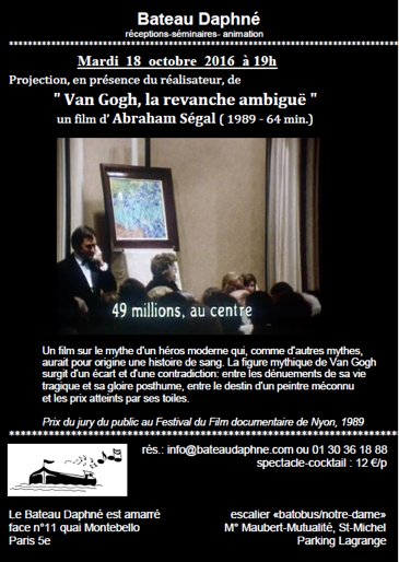 jacquesremus's tweet photo. Mardi 18 octobre sur la péniche Daphné à Paris: un film rare sur Van Gogh et le destin de son oeuvre (musique originale!). https://t.co/ZjQV39dCCI