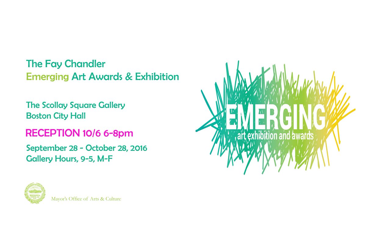 FindingFay2015's tweet photo. TONIGHT = The 2nd Annual Fay Chandler EMERGING Exhibit Reception @ City Hall! @ArtsinBoston @artsboston @marty_walsh https://t.co/1trqiZY9Zr https://t.co/BXdQ76ZEqr