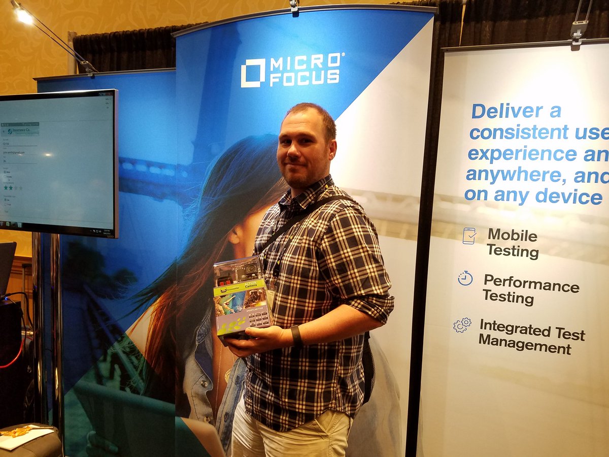 Sportscam winner at the <a href="/MicroFocus/">Micro Focus</a> booth at #STARWEST!