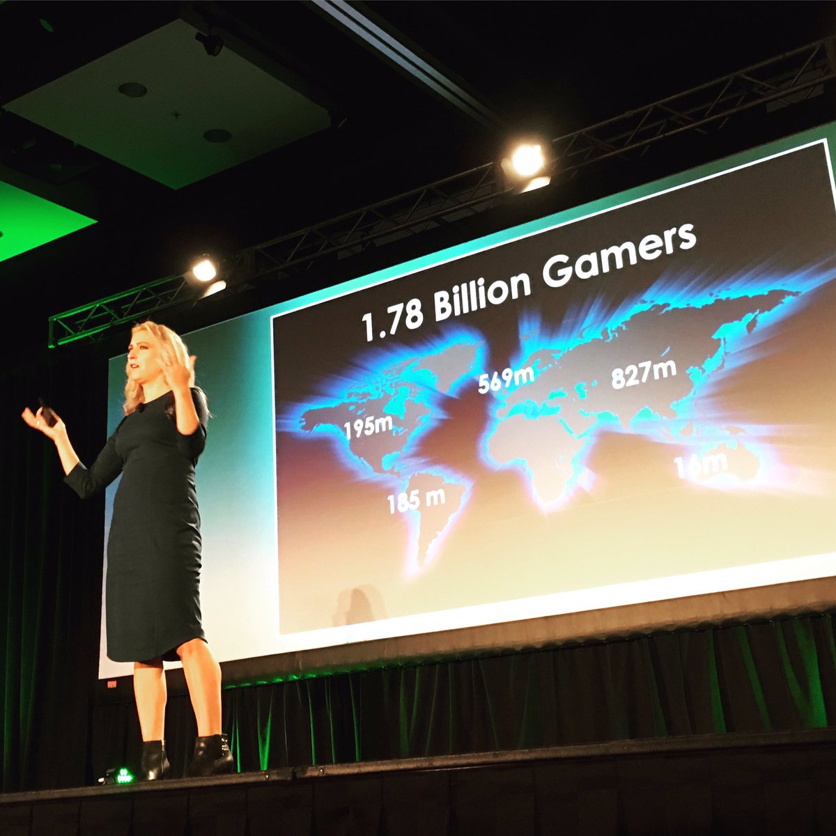 JadeCharles's tweet photo. Powerful @avantgame Jane McGonigal blowing everyone's mind. Collectively and individually. #techcon #FragmobTechCon https://t.co/C8rdeothHM