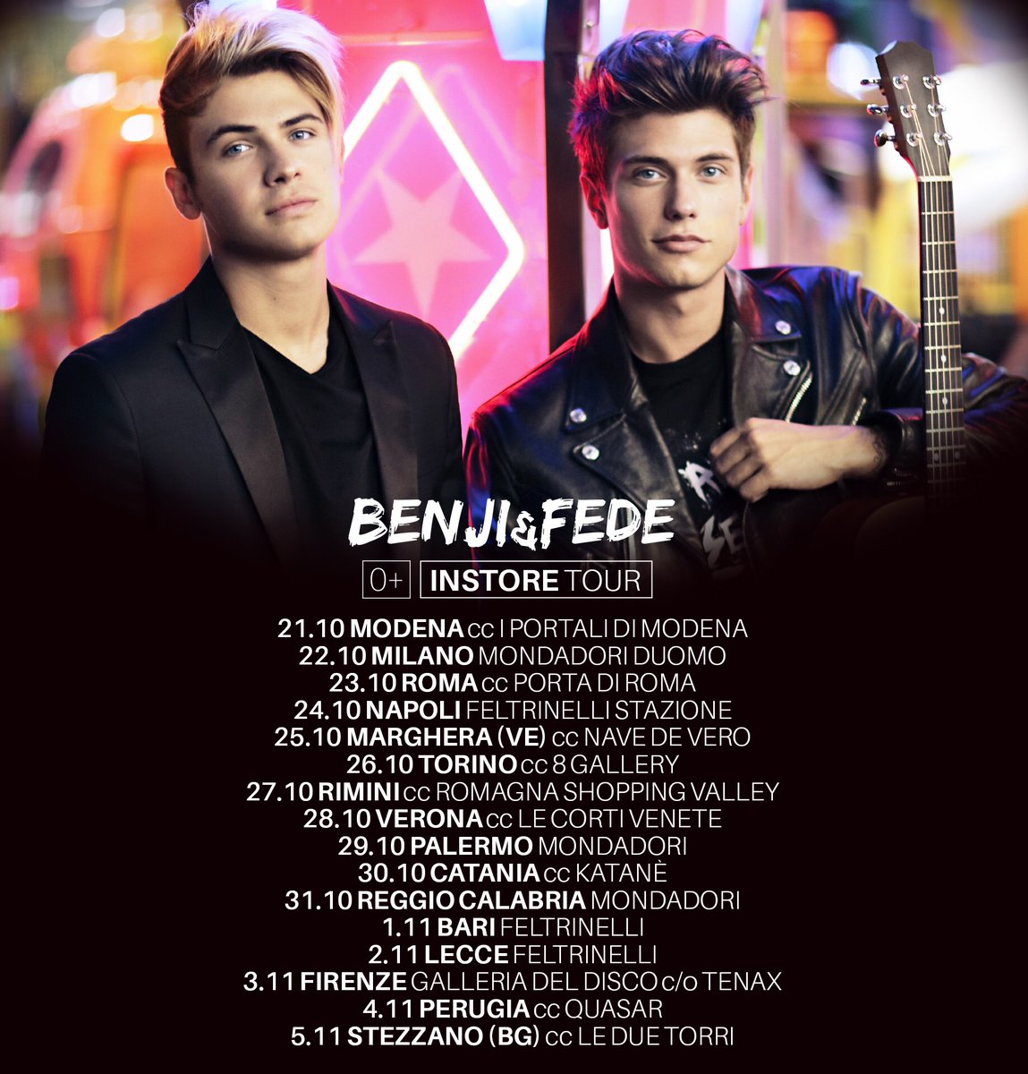 BenjieFede's tweet photo. Ecco le date degli Instore per il nuovo album! 😄 Vi aspettiamo😜 
( inizio ore 15:00 ) https://t.co/LbdF78brS2