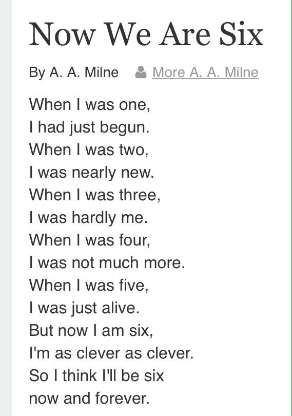 Shetland Library on X: "'Now we are six' - 6,000 followers! Thank you A. A.  Milne and lovely tweeters. #NationalPoetryDay https://t.co/uzy65xb6y2  https://t.co/2jQY69sxsP" / X
