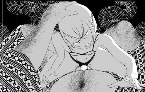 部分部分マスクとりながらメッシュ変形していくと、衣服の柄の歪みが表現しやすいな。あとレイヤー検索タブを表示させて、基本表現色を超える設定のレイヤーがないか確認する機能は便利だな。クリスタってすごいわ。 