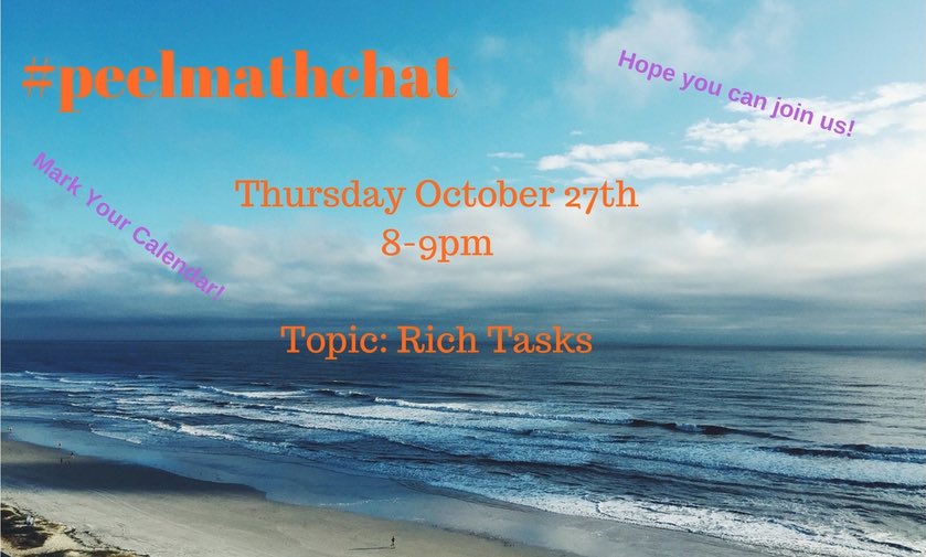 raspberryberet3's tweet photo. #peelmathchat; hope you can join us!! Please RT #engagemath https://t.co/fDC810AhvU
