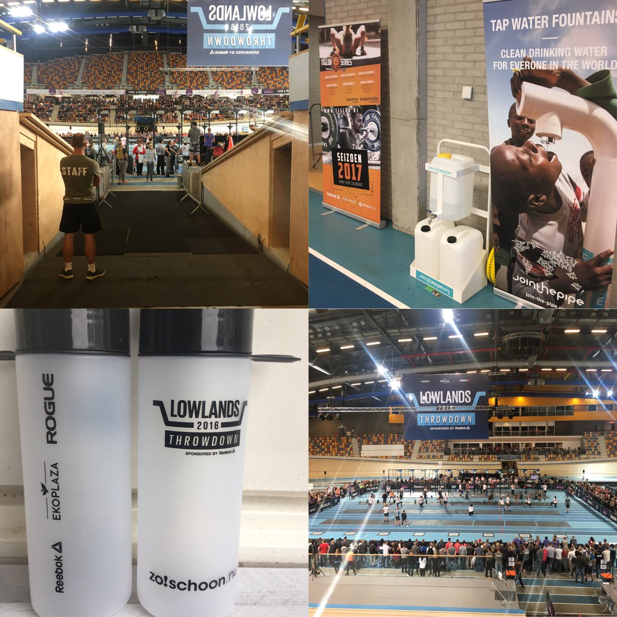 Topsporters drinken kraanwater op Lowlands Throwdown met kraanwaterflessen van Join the Pipe. Mede dankzij Zo!Schoon.