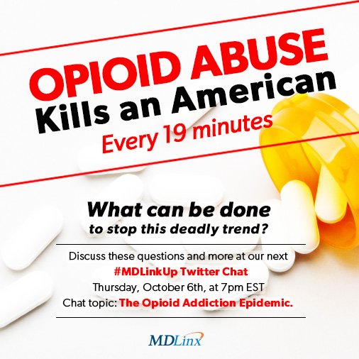 MDLinx's tweet photo. And finally T5: How can MDs identify #opioid abusers & intervene to get them help? #MDLinkUp https://t.co/vQ6vIPUTJa