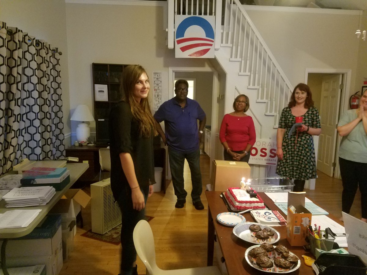 TysonMillerNC's tweet photo. Getting the side eye from @eritwa at the @YDChatham meeting! Happy Birthday, thanks for lending her to us Ohio! #TurnNCBlue https://t.co/zJjKkj9oRn