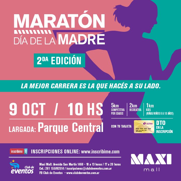 Este domingo llega la #MaratonMaxiMallDíaDeLaMadre #MaxiMall 
<a href="/diariouno/">Diario UNO Mendoza</a> <a href="/radionihuil/">Radio Nihuil</a> <a href="/altorunning/">Alto Running Mendoza</a>
