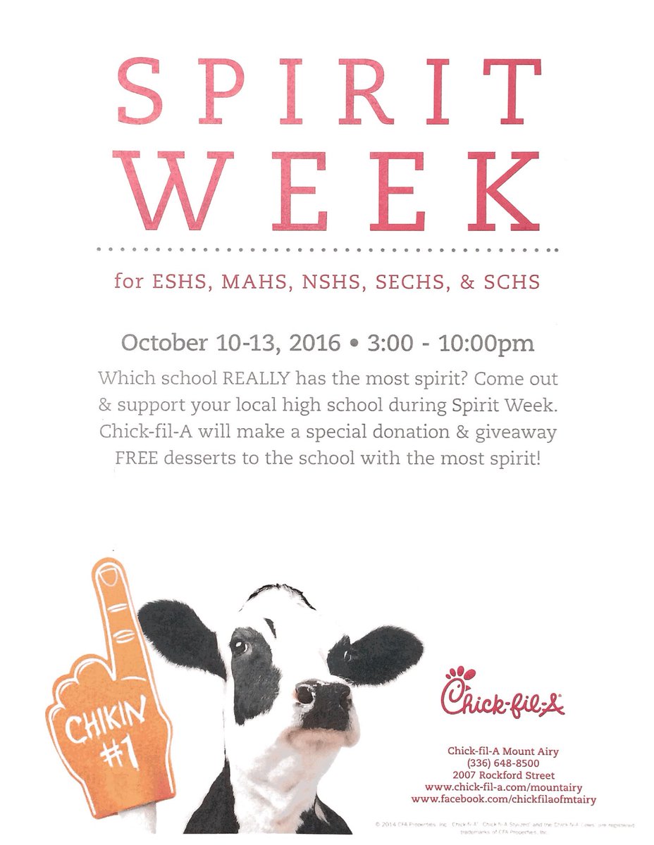 NSHSOfficial's tweet image. HS Spirit Week @CFAMountAiry is next week! Come out and support the Hounds so that we are the reigning champs again! @NshsSection @nshpride