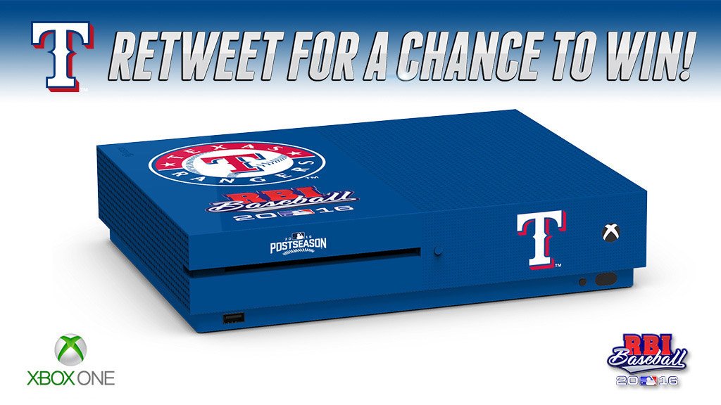 RBIGAME's tweet image. #NeverEverQuit this #Postseason! RT for a chance to win an exclusive @Rangers @Xbox One S with #rbi16.