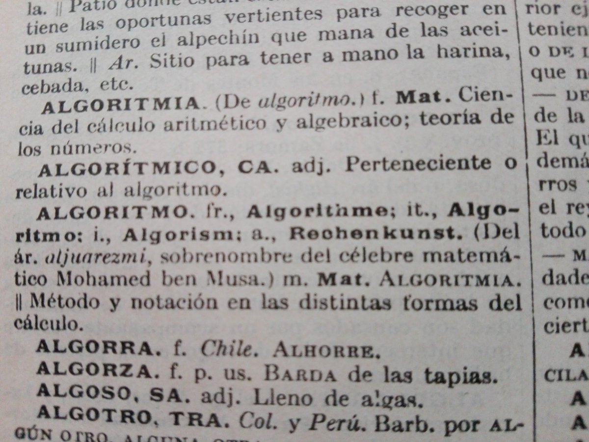 Computadores digitales, algoritmos y compiladores, según un diccionario de la vieja escuela