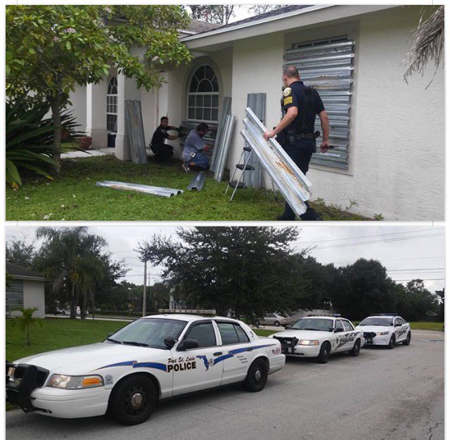 thankcops's tweet photo. Today we give kudos to the @CityPortStLucie PD for helping their community prepare for #HurricaneMatthew https://t.co/c7CQpZwSsl