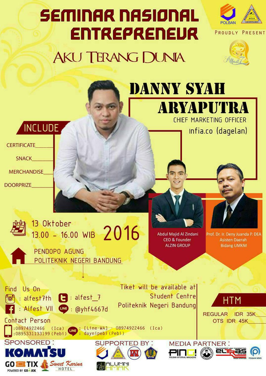 Alfest_8's tweet photo. #1 Accounting Ledger Festival 7 (ALFEST7) POLBAN Proudly Present

SEMINAR NASIONAL ACCOUNTREPRENEUR “Turn Your Entrepreneurship On, by Now” https://t.co/KjAvztglya
