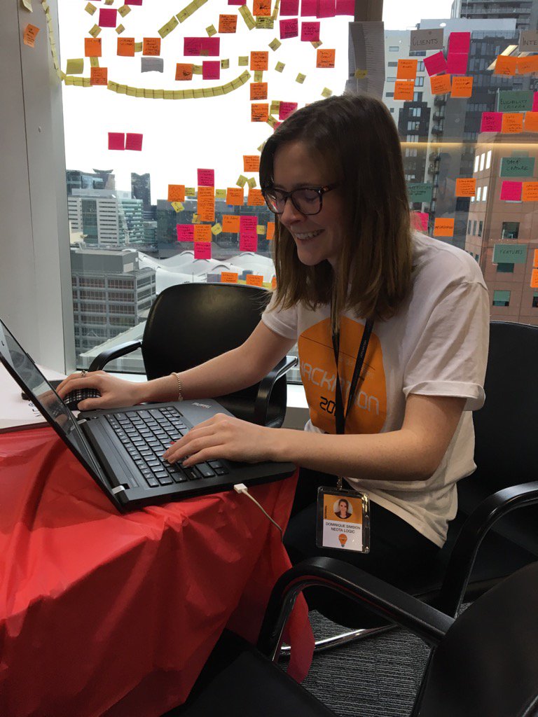 Dominique from Neota at work for Team Apps #committed @ #LandersHackathon