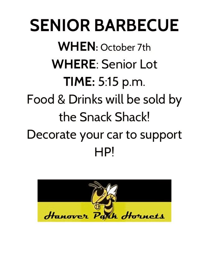 HpClassOf2017's tweet photo. Senior BBQ is tomorrow!! 5:15 in the Senior Lot! Be there 🍕🌭🍟🍝🍔 https://t.co/oOEbrlMTOR