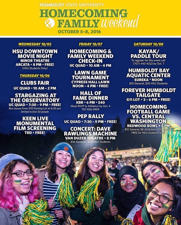 Join us this weekend for these awesome Homecoming &amp; Family Weekend  events! Stargazing, paddling, and more! Call for more details.