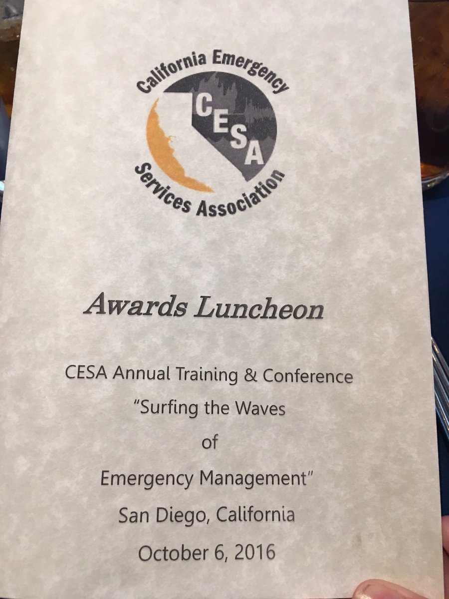 BreaFire's tweet photo. Grateful for a career full of opportunity in emergency management and proud to represent #Brea. Thank you, #CESA2016, for this recognition. https://t.co/o4bETmP3lq