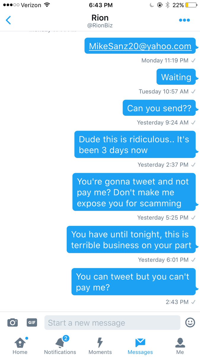 🚨🚨🚨 SCAMMER ALERT 🚨🚨🚨

Watch out for @RionBiz , hasn't paid me for a 300k ad spot from 5 days ago and is ignoring DMs