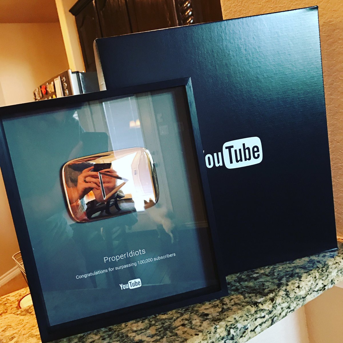 ProperProd's tweet image. We received our 100k plaque today!! Thank you guys so much for the constant support! We will keep working as hard as ever!🎉