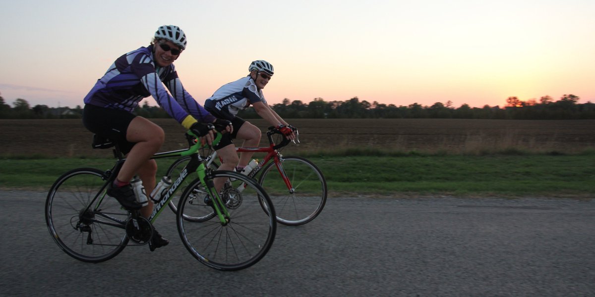 Ryan_Watmough's tweet photo. #DelhiON's #SilverSpokes #cyclists out for a tour on a weeknight. #cycling #TourDeNorfolk #NorfolkCountyCA #sunset #recreation #agefriendly https://t.co/lSJ4j92O1G