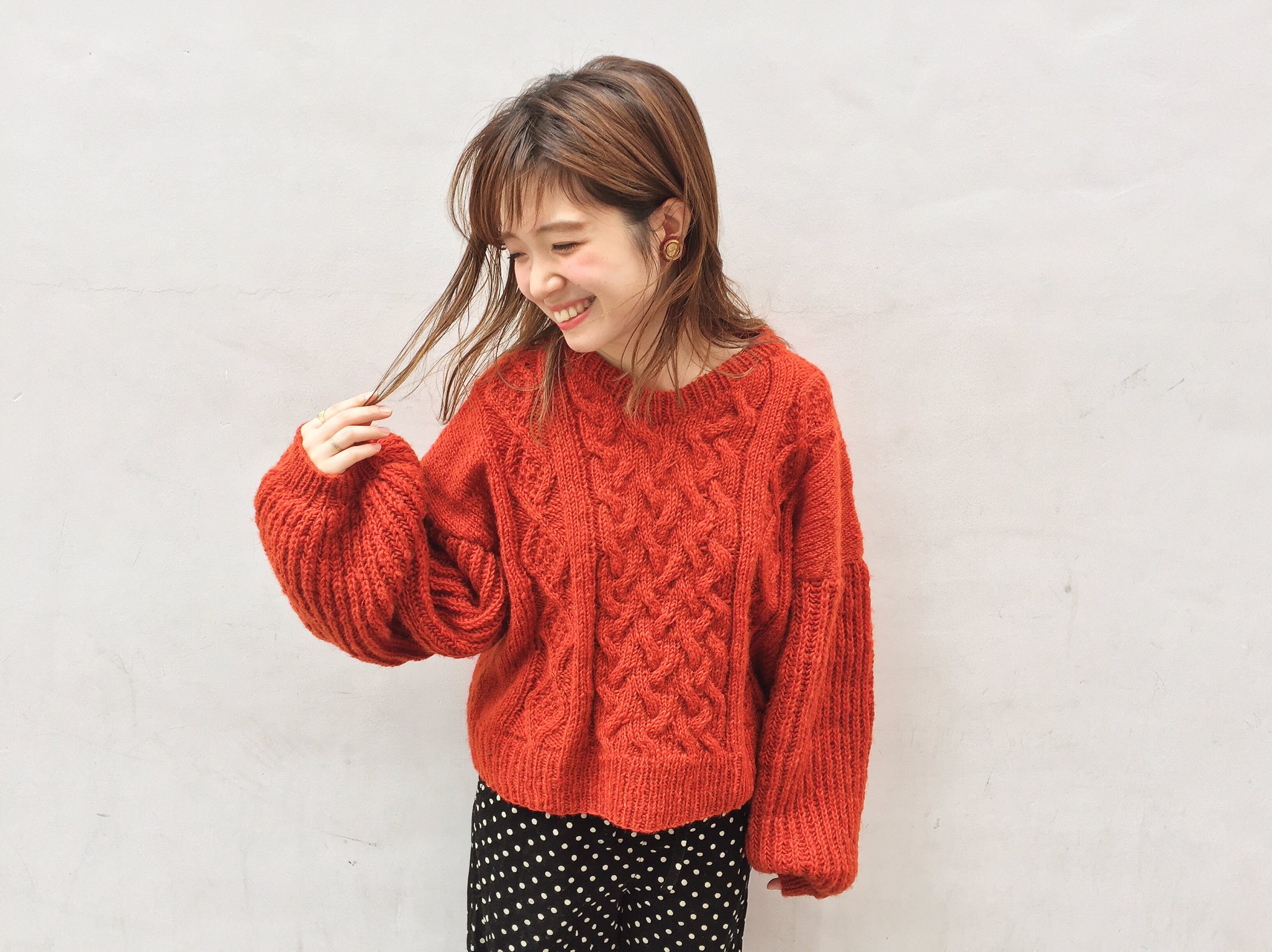 カスタネのボリュスリニットカーディガン 