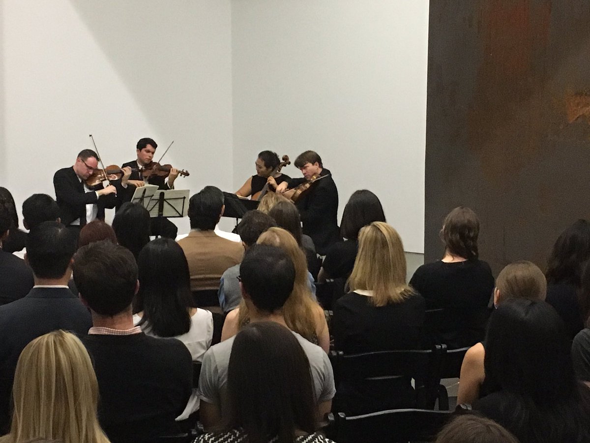 chambermusic's tweet photo. The @CalidoreSQ performed tonight beside the artwork of #RichardSerra at @Gagosian and It.Was.Awesome! #YoungPatrons #GalleryConcert https://t.co/US4NuJ44nj