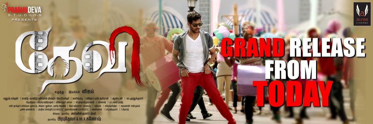 kollywoodnow's tweet photo. #WelcomeBackPD - 12 Years of wait broken out Finally! #PrabhuDeva's ComeBack #DEVI Releasing Today with 3000+ theaters. #DeviGrandRelease https://t.co/csWd5Y7K9l