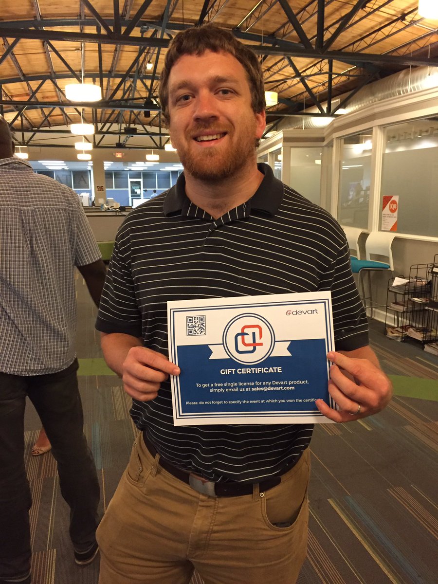 Congrats to Matthew Dunbar! Winner of one if the awesome <a href="/DevartSoftware/">Devart Software</a> licenses at tonight's meeting!!