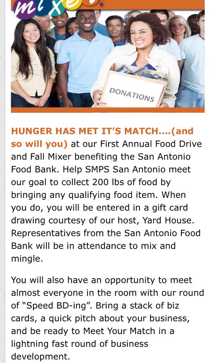 Don't forget to register for our 1st Annual Food Drive &amp; Mixer! sanantoniosmps.org/event-2338872