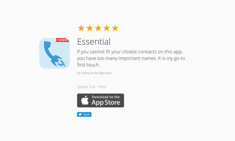 speedDialiPhone's tweet photo. 5 Star Review: "Essential: If you cannot fit your closest contacts on this app, you have t…" https://t.co/dAOkO9Fik6 https://t.co/Z6dnG39R0b