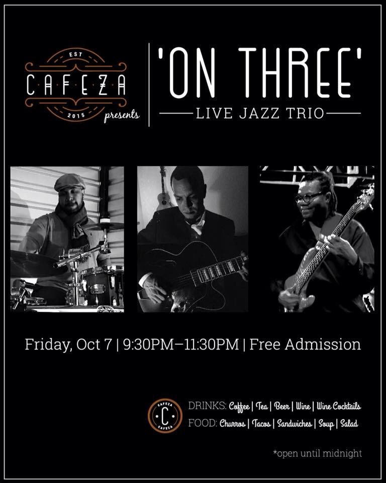 onthreejazztrio's tweet photo. OnThree will be jazzin' it up tomorrow night!! Music starts at 9:30pm @lamarmerchant @micseeb @CafezaHouston @kimseeb https://t.co/qvhbr9hIMT