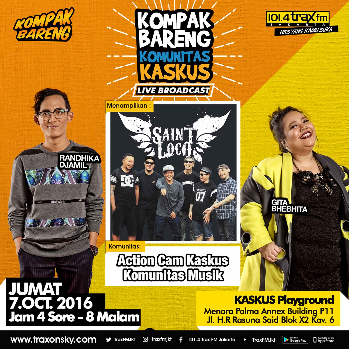 Live broadcast #KompakBareng datang lagi! Bakal ada penampilan spesial dari @saintlocorocks lho! Catat tanggalnya!