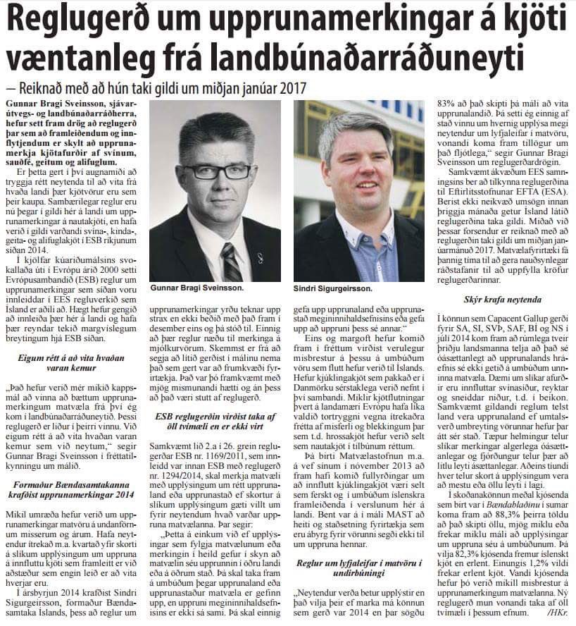 Setti reglugerð um upprunamerkingar á kjöti. Eigum rétt á að vita hvaðan vörur sem við neytum koma #neytendamál