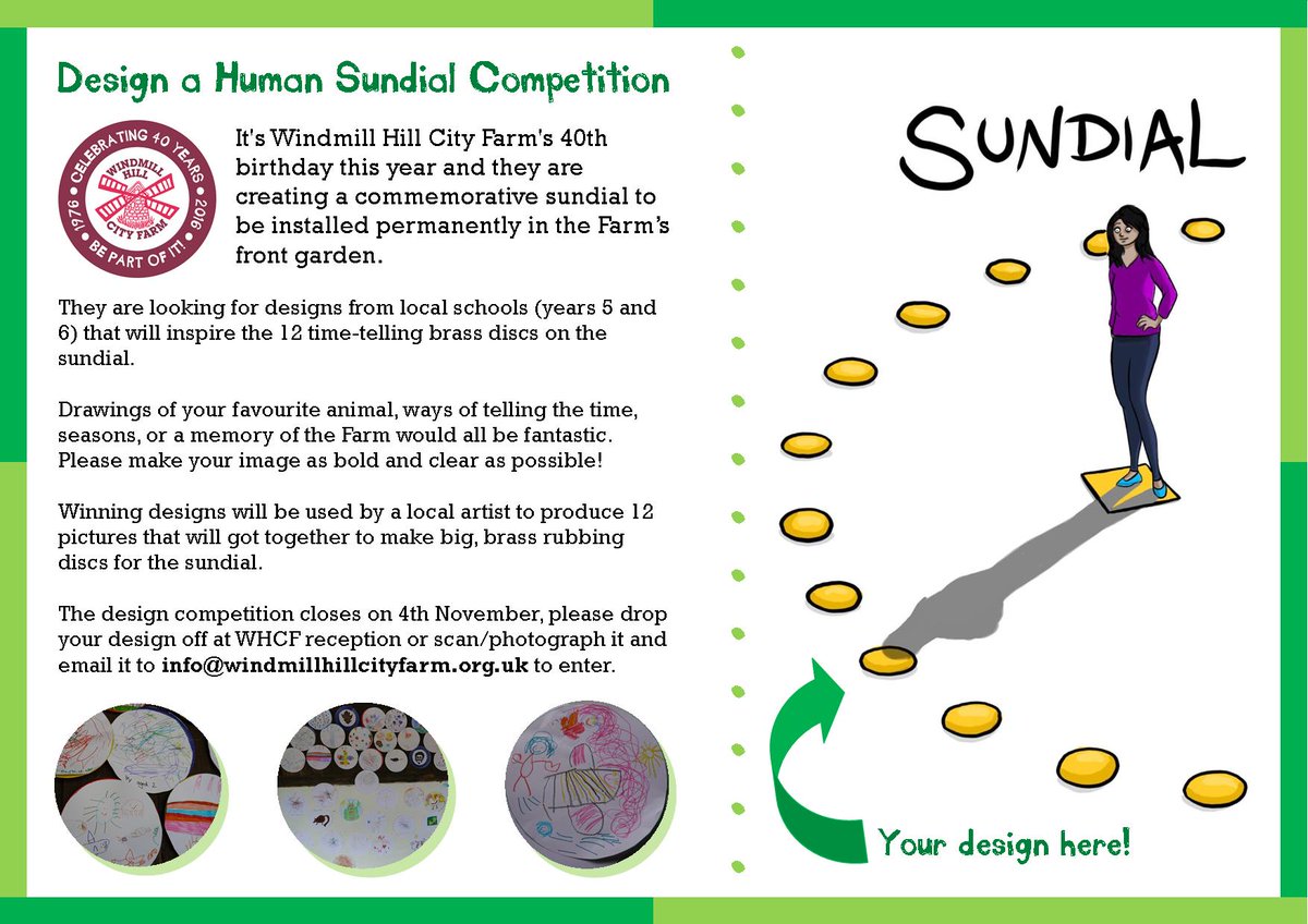 windcityfarm's tweet photo. We're looking for designs for our new Human Sundial! Competition open to years 5 and 6 @StMaryRedPrim @hillcrestBS4 @VPPBristol https://t.co/XBUaCmhkbm
