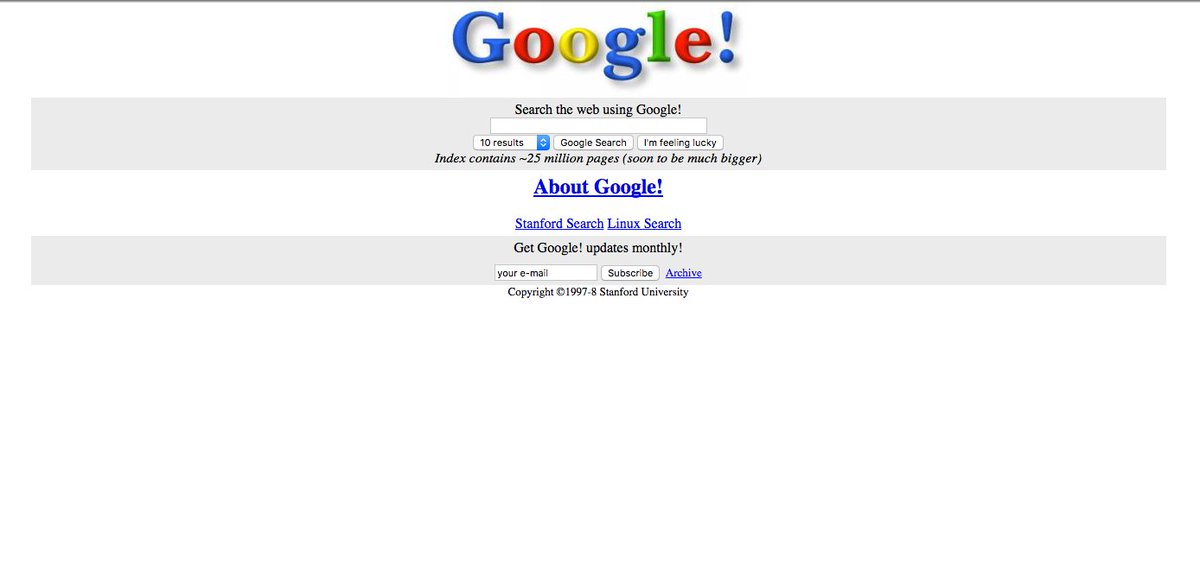 Web_Feet's tweet image. Anyone remember what @google looked like 18 years ago? #FossilFriday #webdesign