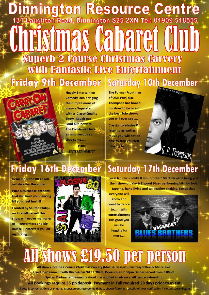 darron_crookes's tweet photo. Book your Christmas Night Out soon...
Selling Fast!!!
Fri 16th &amp; Sat 17th Now SOLD OUT!!!
@DinningtonResC https://t.co/H4bdsLABXA