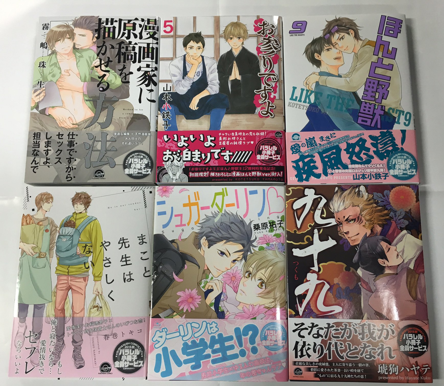 Gush編集部 明日はgush Comicsの発売日です ほんと野獣 ９ 山本小鉄子 お参りですよ ５ 山本小鉄子 漫画家に原稿を描かせる方法 霧嶋珠生 九十九 琥狗ハヤテ シュガーダーリン 桑原祐子 まこと先生はやさしくない 春巻トキコ