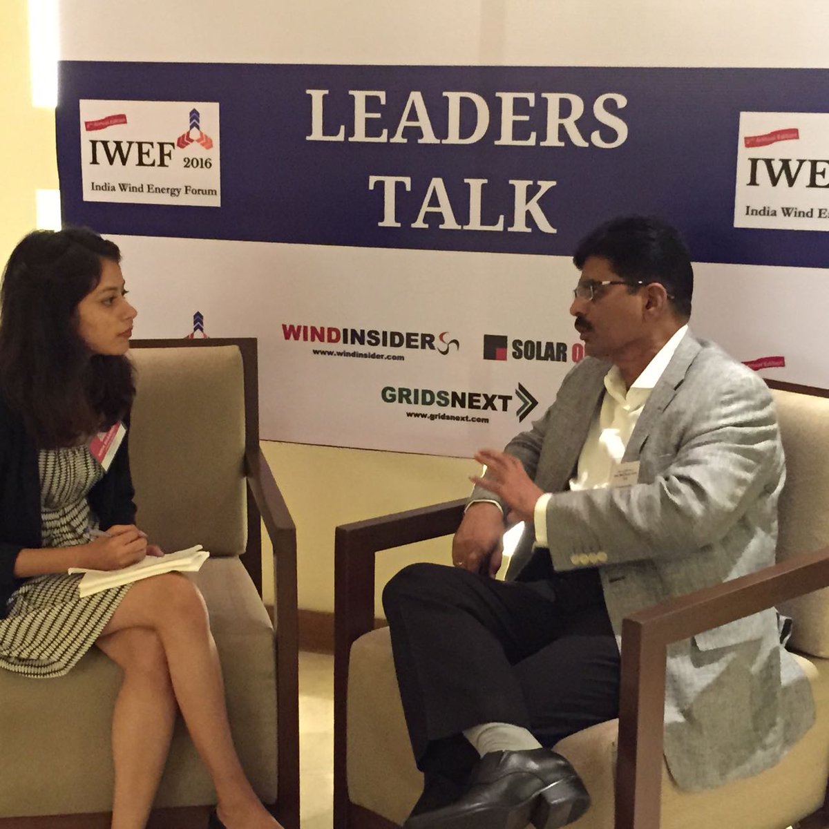 WindInsider's tweet photo. In conversation with Mr. Praveen Kakulte, Powercon Ventures India @ #IWEF @PraveenKakulte @WindInsider #iwef2016 #powercon https://t.co/hcrvu7KZbX