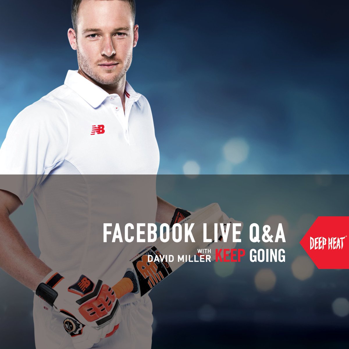 Get ur questions ready. Next Tuesday at 2pm we will host a Facebook LIVE Q&amp;A w/ <a href="/DeepHeatZA/">Deep Heat</a> ambassador &amp; Protea all rounder <a href="/DavidMillerSA12/">David Miller</a>