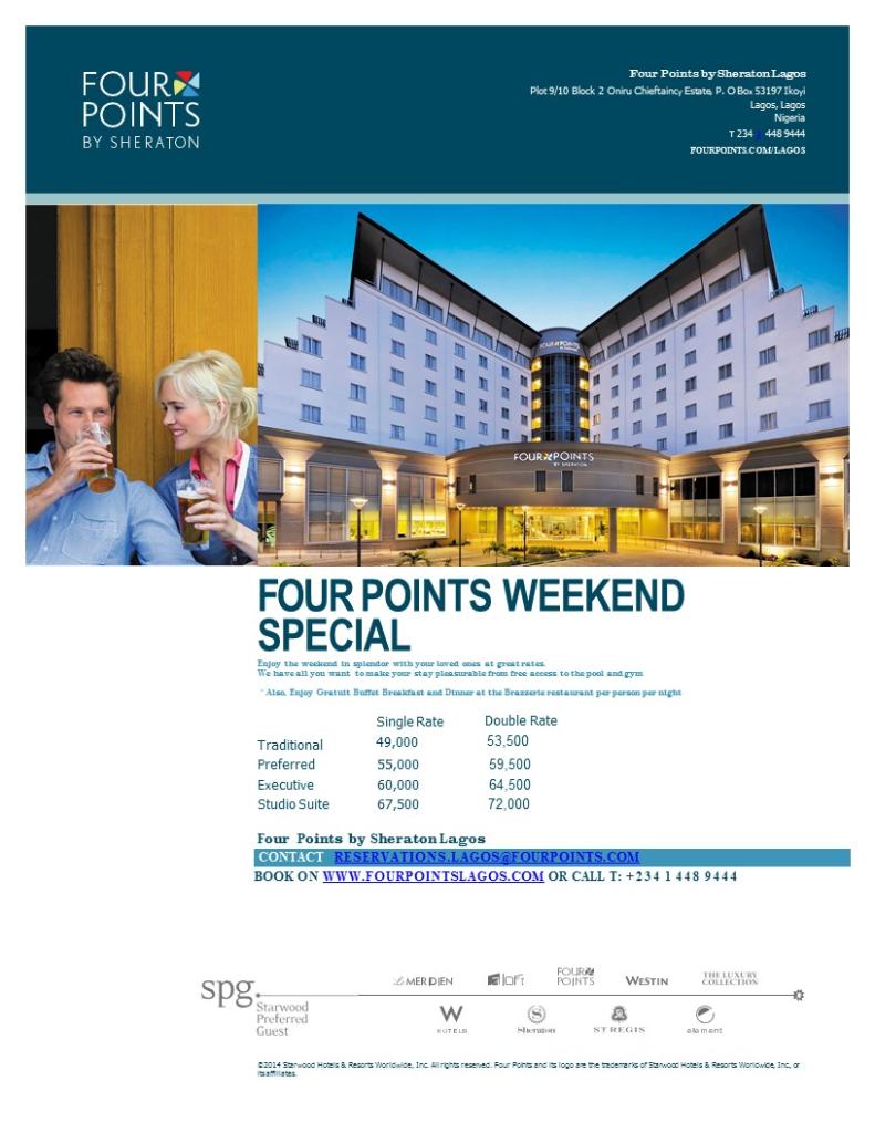 FourPointsLagos's tweet photo. The weekend is here! Why not take advantage of our week offer from N49k #weekend #weekenddeals #dealst #hospitality #fourpointslagos #bar https://t.co/L2PCbW0UwR