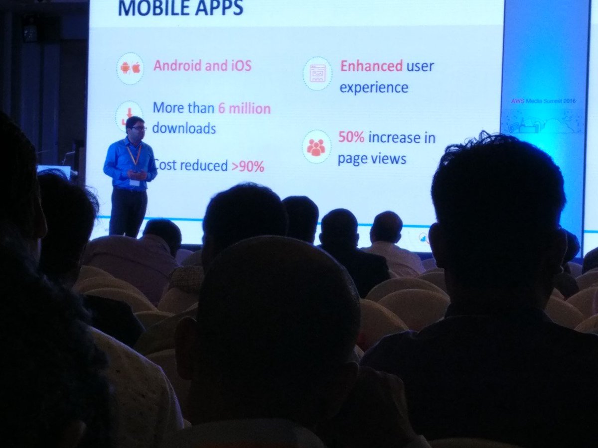 BluePi_In's tweet photo. We were there at the #AWSMediaSummit Delhi 2016.Kaushik Khanna, Head of Cloud Services, shared some of the success stories of BluePi. https://t.co/Ea5viqpkNC