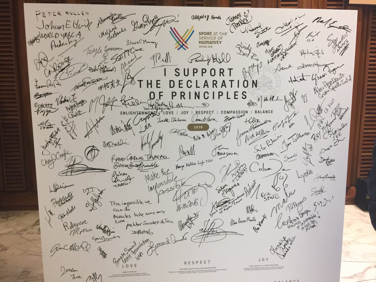 sport4humanity's tweet photo. Yesterday Consensus, Today Commitment! Ready for another inspirational day and to complete the declaration of principles #Sport4Humanity https://t.co/4hO4ga8zOD