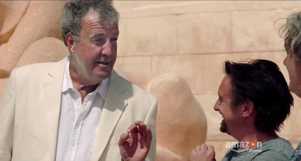 SPINcars's tweet photo. The trailer has arrived! #TheGrandTour @JeremyClarkson @jamesmay @richardhammond #rogermoore #cocktail #whicharm https://t.co/dqUAbUsoGL https://t.co/Do4OTLccvm